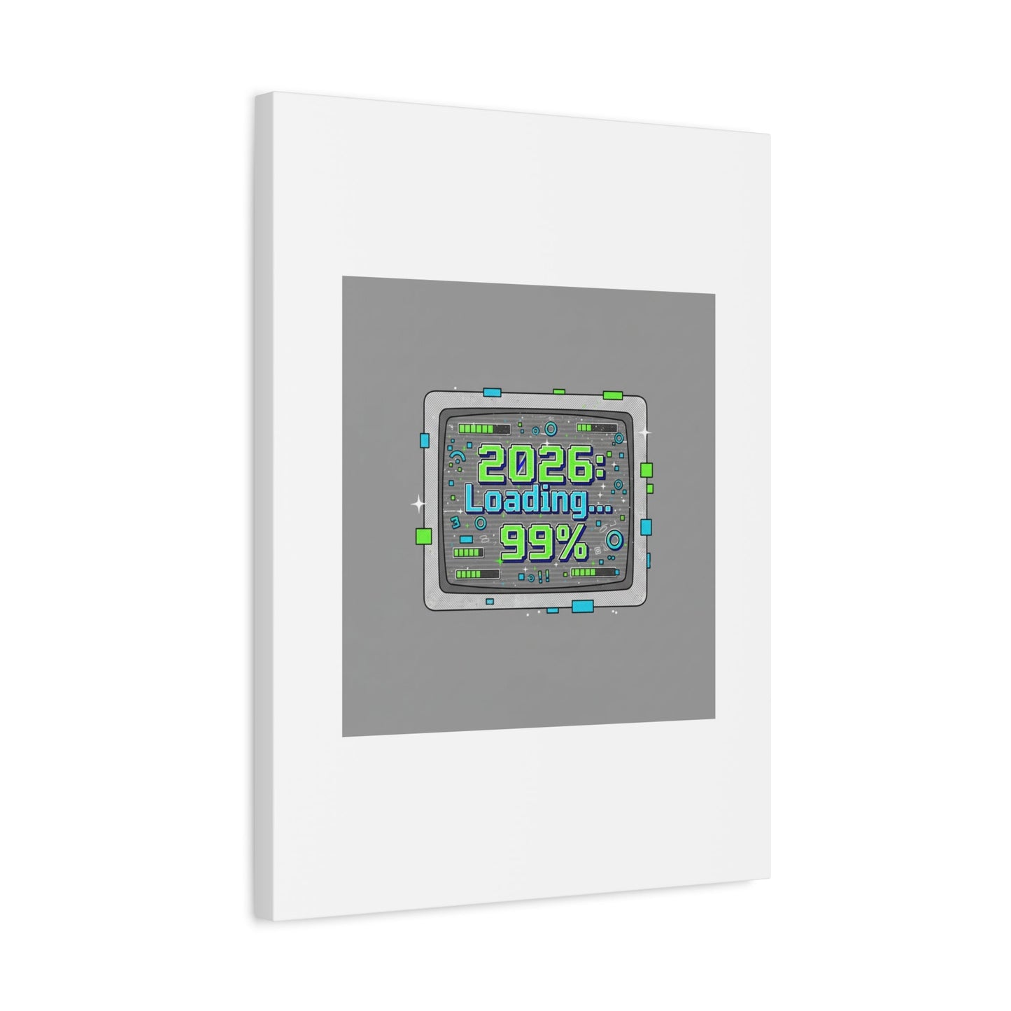 2026 Loading 99% Canvas | NYE countdown, retro system interface