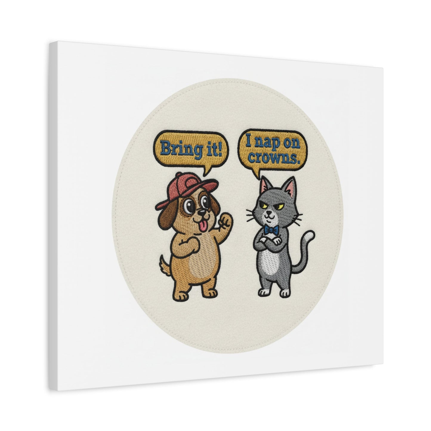Funny Cat vs Dog Canvas | Pet Rivalry Wall Art
