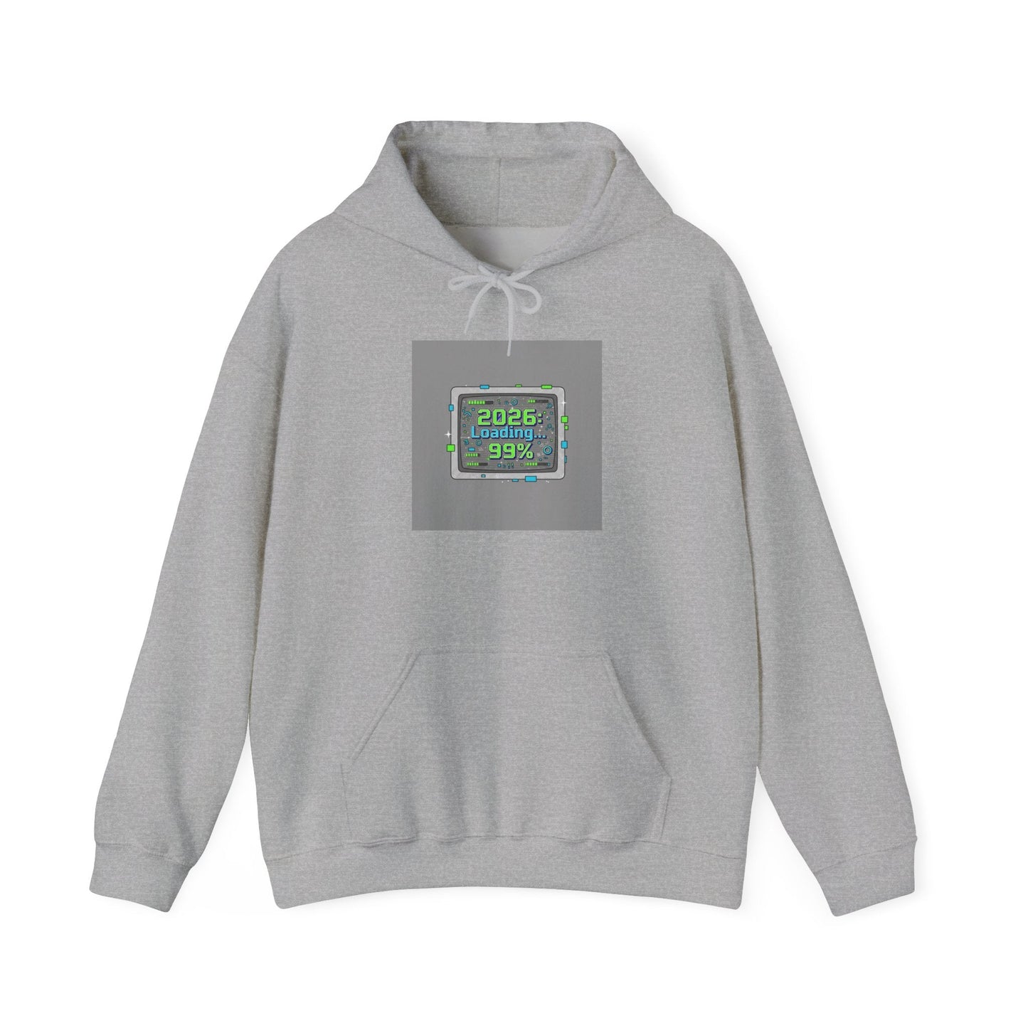 2026 Loading 99% Hoodie | NYE countdown graphic, retro system UI