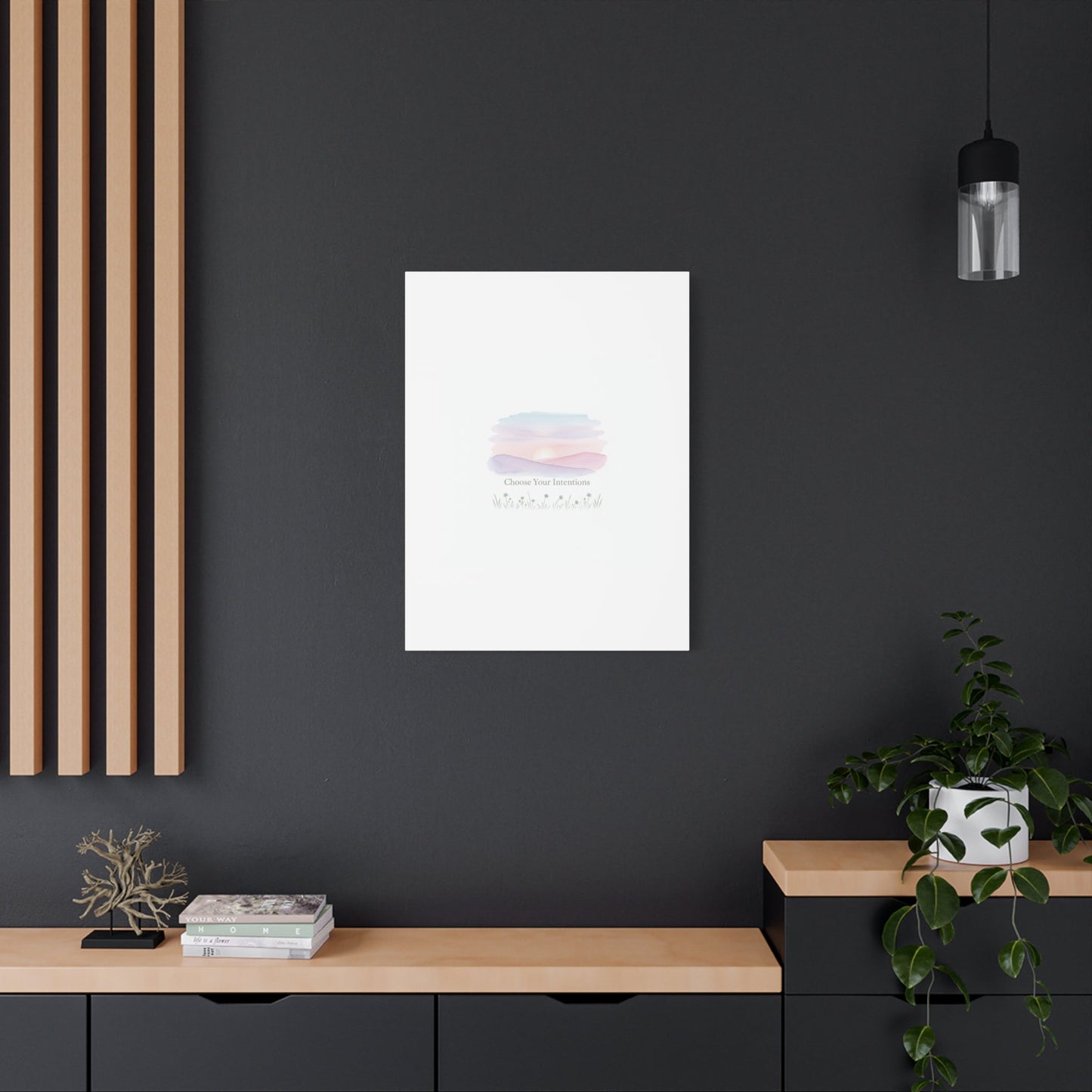 Choose Your Intentions Canvas, soft wellness poster, pastel gradient mindfulness art