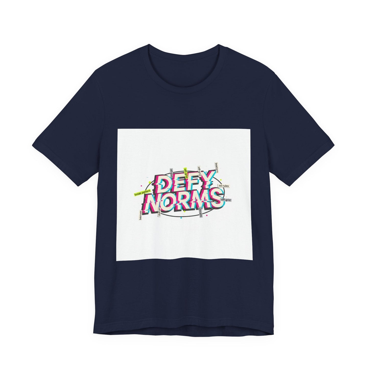 Defy Norms glitch font tee | anti-aesthetic, chaotic design shirt