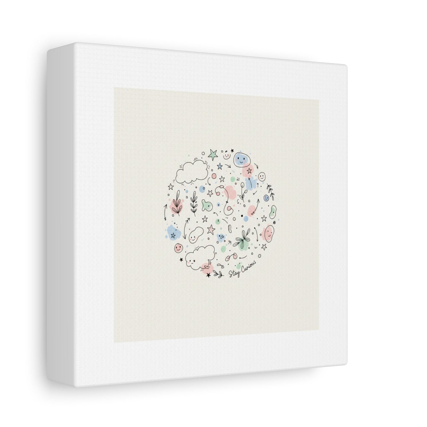 Doodle Circle Line Drawing Matte Canvas, Hand-Drawn Sketch Art