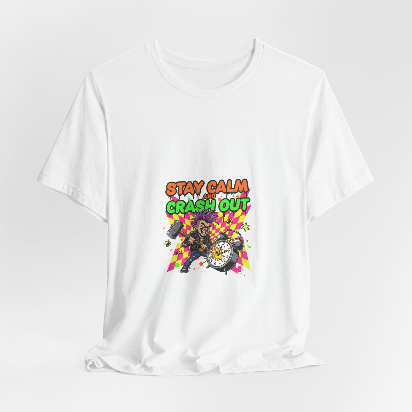 Stay Calm Crash Out Tee | meltdown shirt, neon graffiti streetwear