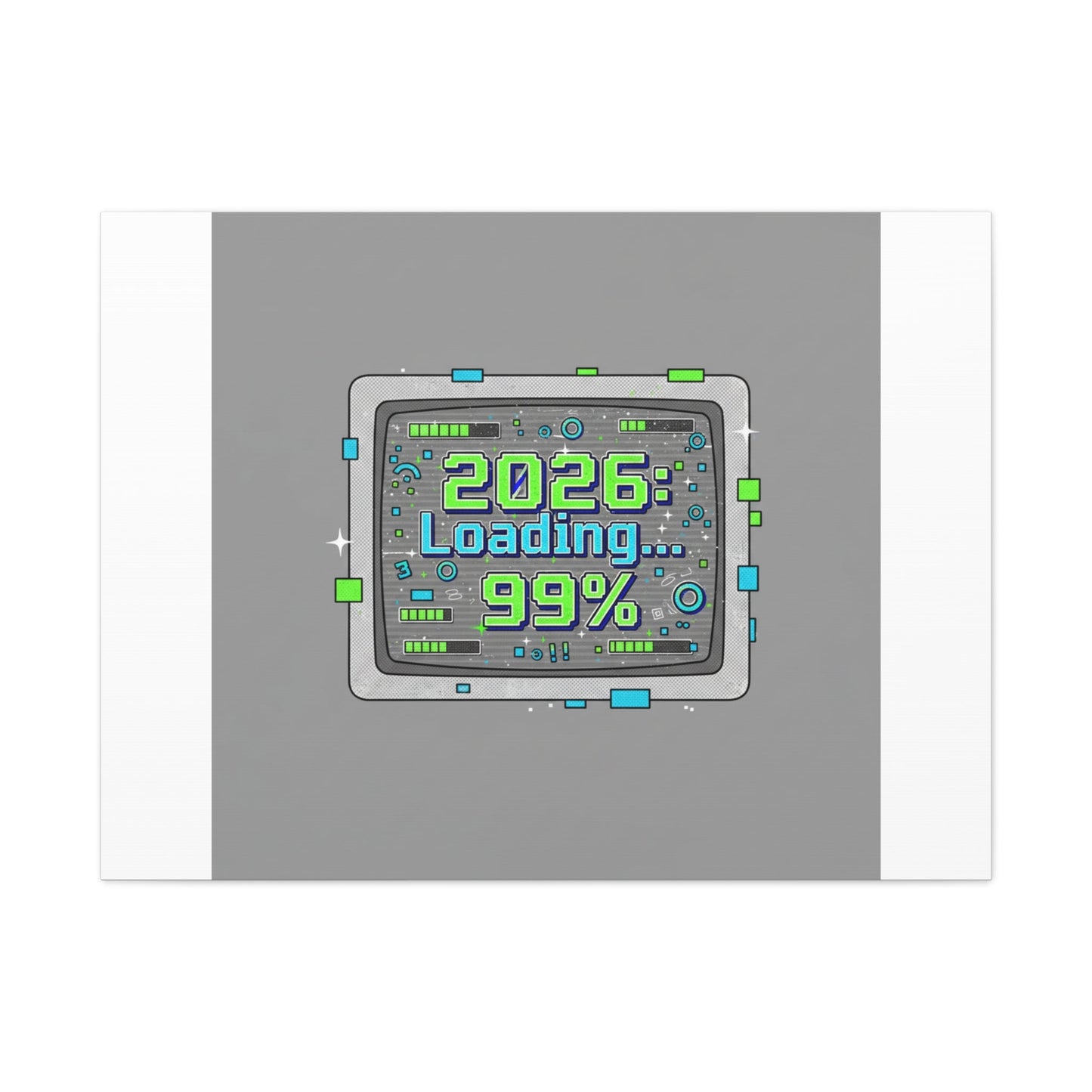 2026 Loading 99% Canvas | NYE countdown, retro system interface
