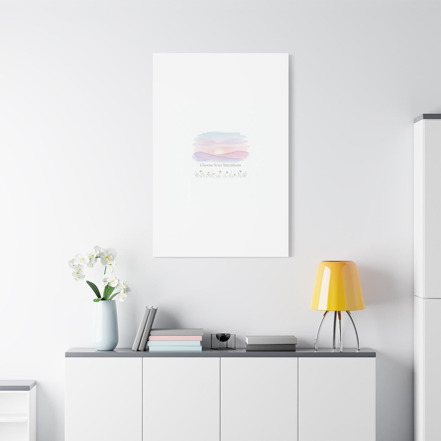 Choose Your Intentions Canvas, soft wellness poster, pastel gradient mindfulness art