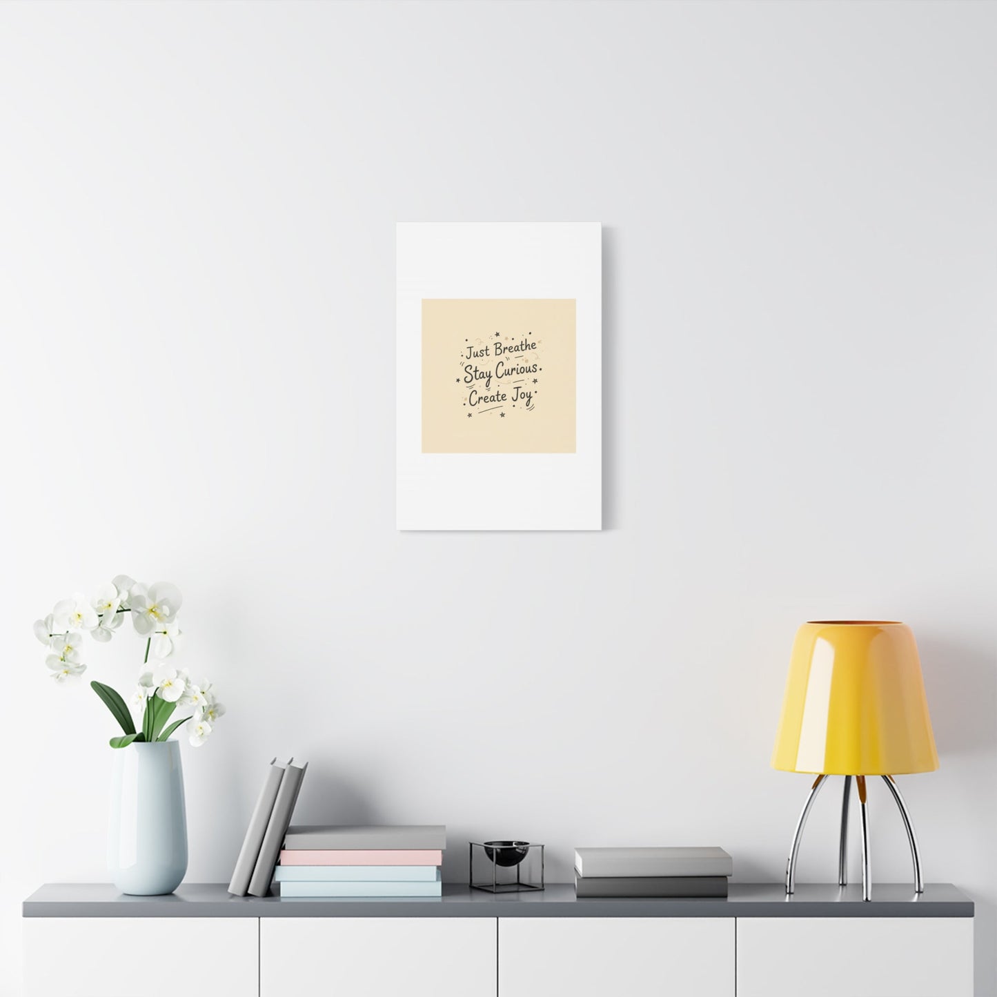 Just Breathe Stay Curious Create Joy Canvas | Messy Handwritten Typography, Doodle Text Art