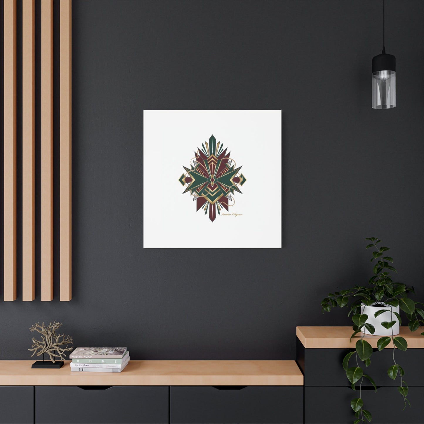Art Deco geometric brass print Canvas | Neo-Deco chrome & gold fan motif