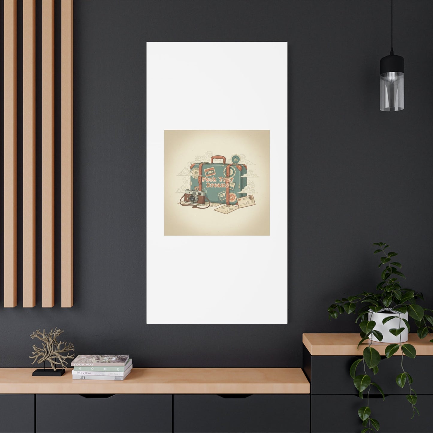 Pack Your Dreams Canvas | Retro Travel Postcard, Wanderlust Passport Stamp Art