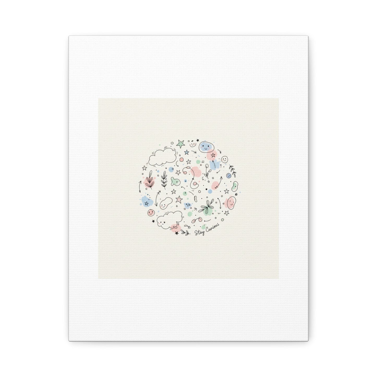 Doodle Circle Line Drawing Matte Canvas, Hand-Drawn Sketch Art