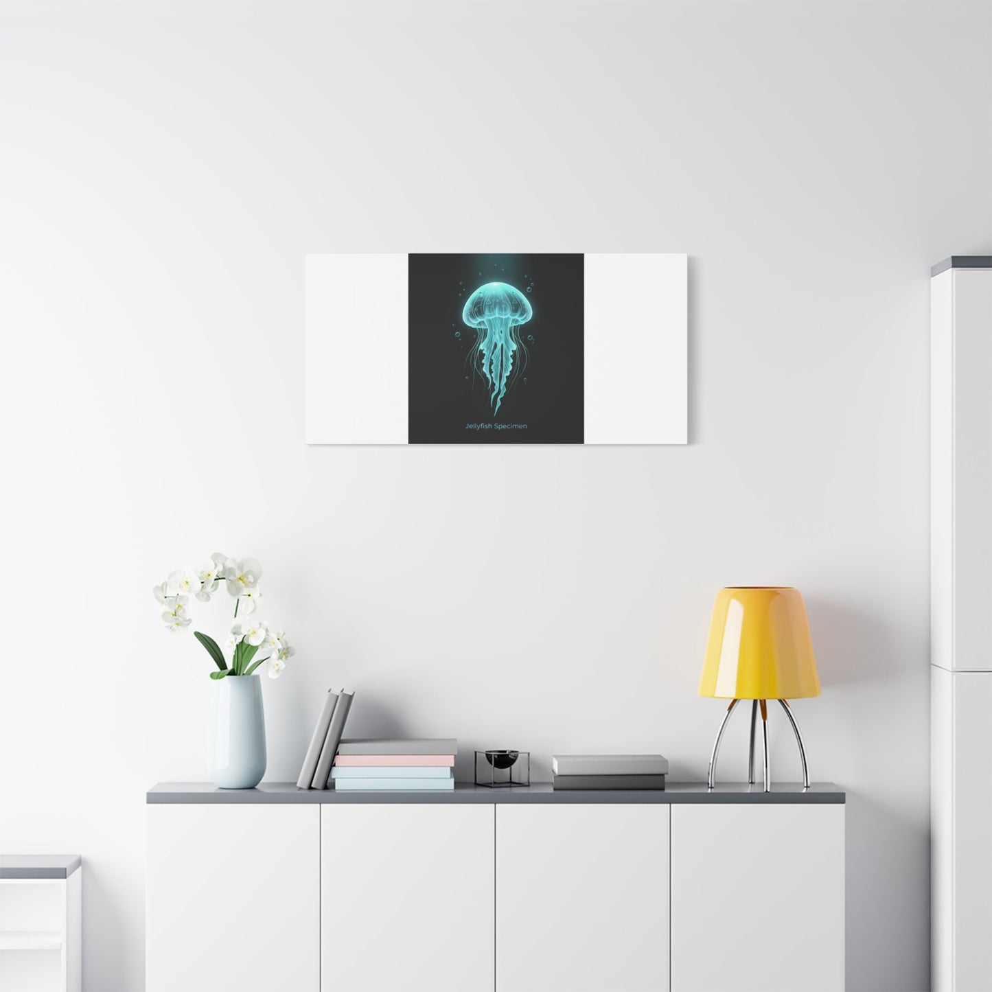 Bioluminescent Jellyfish Art Canvas | Deep Sea Aesthetic, Neon Glow
