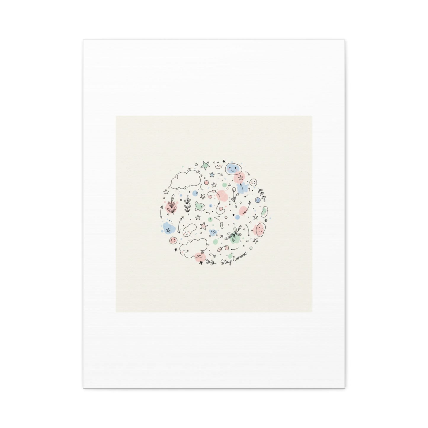 Doodle Circle Line Drawing Matte Canvas, Hand-Drawn Sketch Art