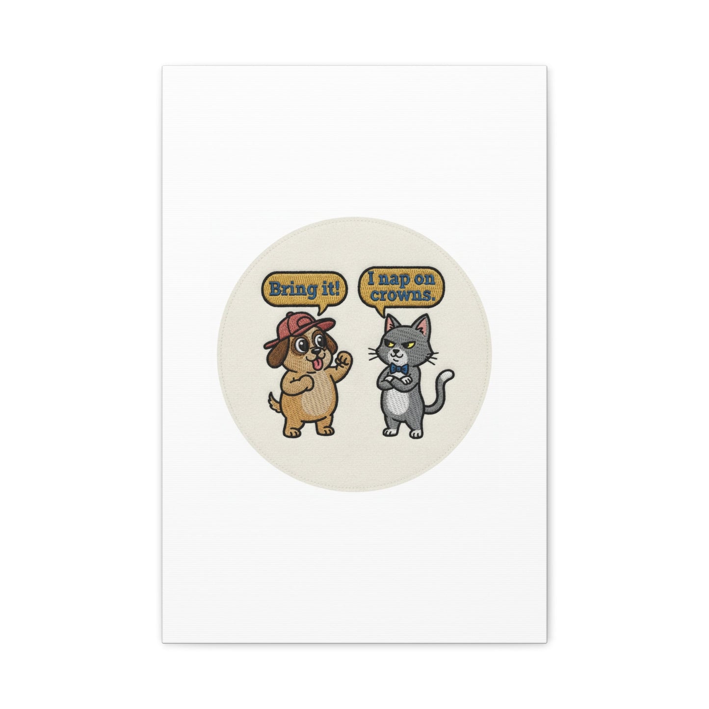 Funny Cat vs Dog Canvas | Pet Rivalry Wall Art