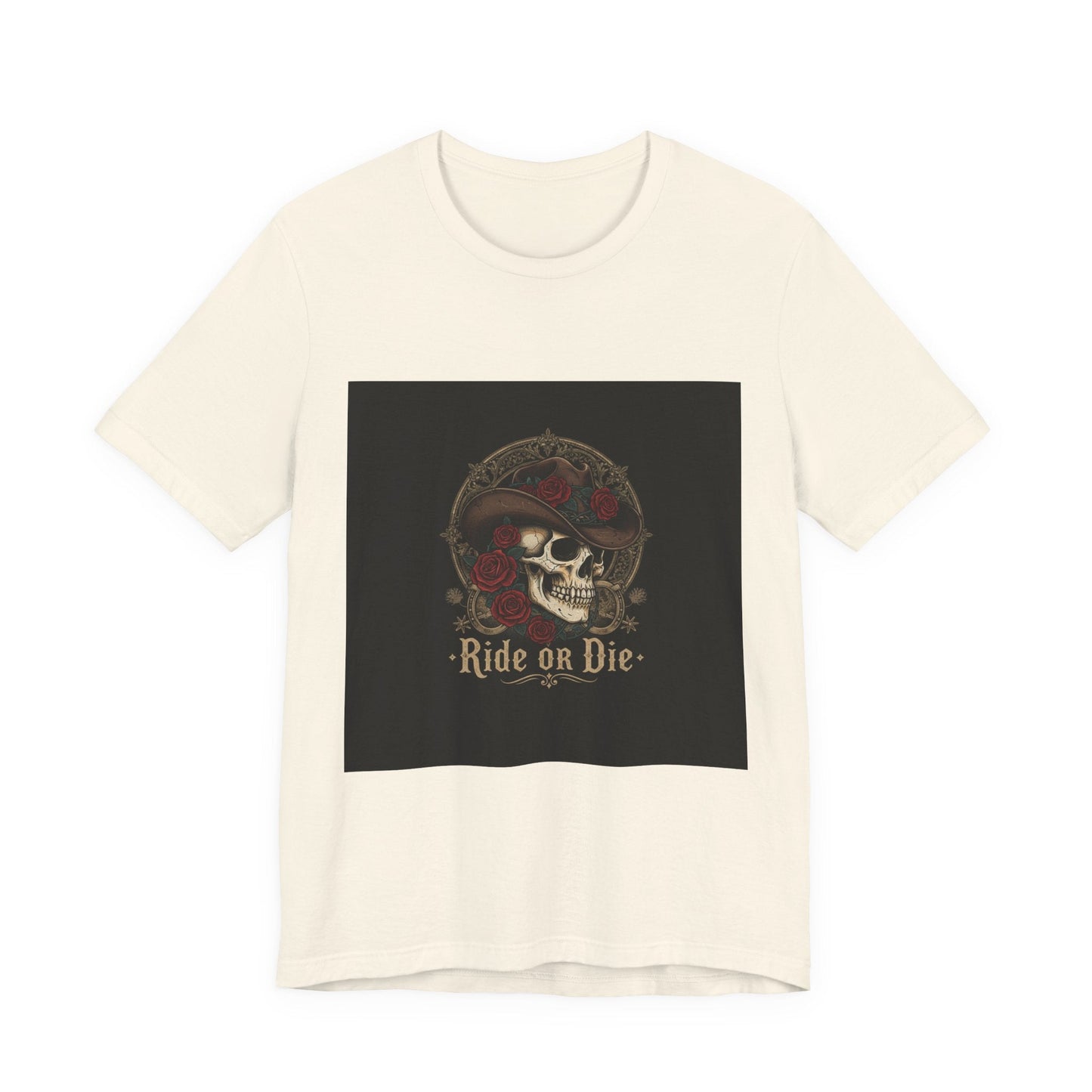Ride or Die Skull Cowboy Tee | western skull art, gothic Americana