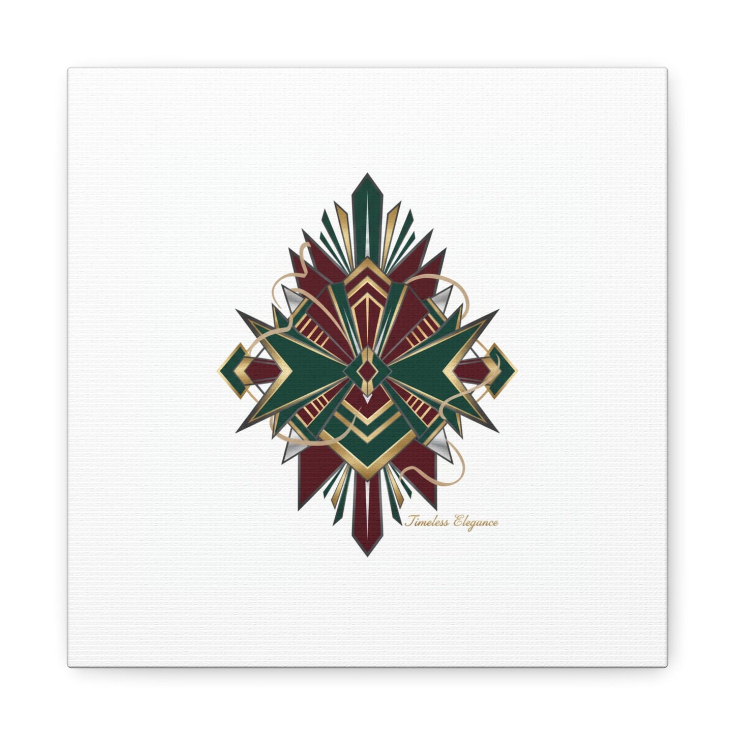 Art Deco geometric brass print Canvas | Neo-Deco chrome & gold fan motif