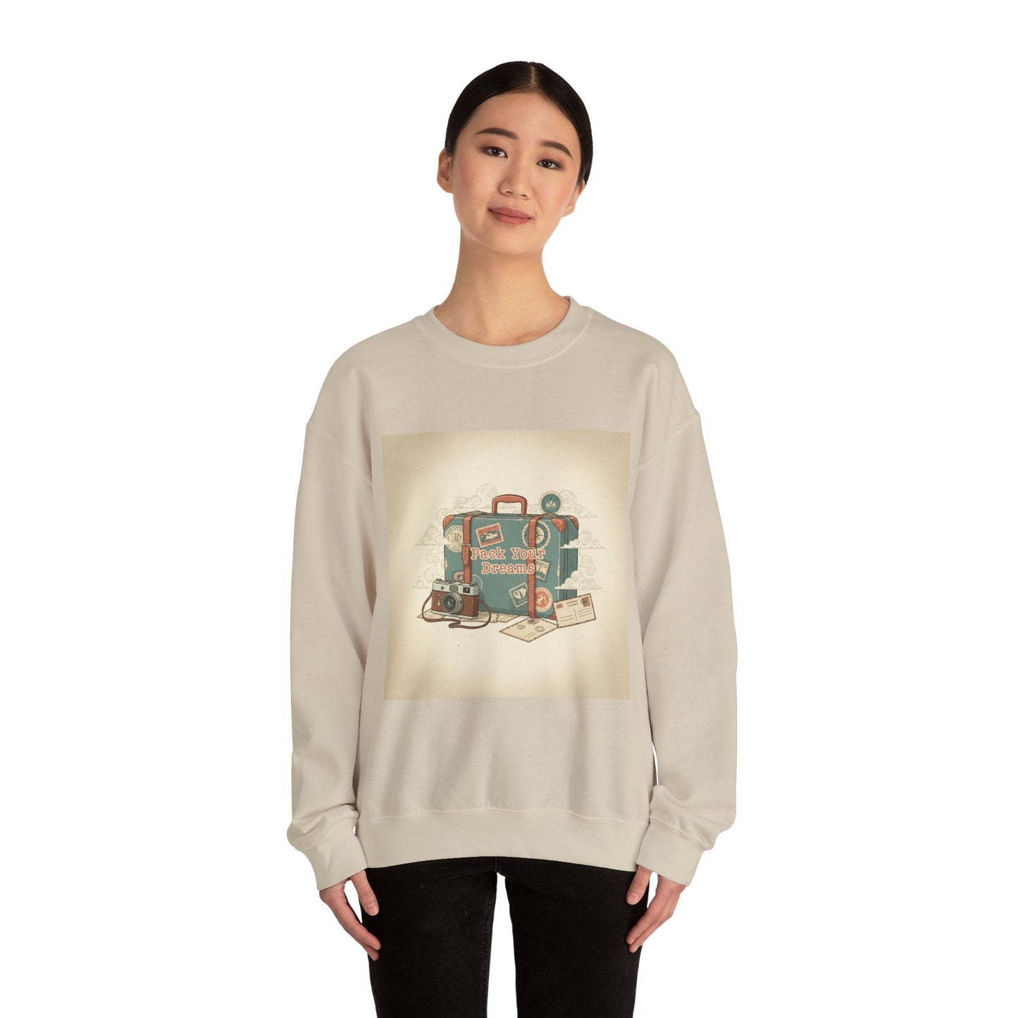 Vintage Passport Stamp Luggage Crewneck Sweatshirt | retro travel postcard, wanderlust design