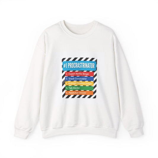 #1 Procrastinator Crewneck Sweatshirt | Top-List Graphic, Rank-Obsessed