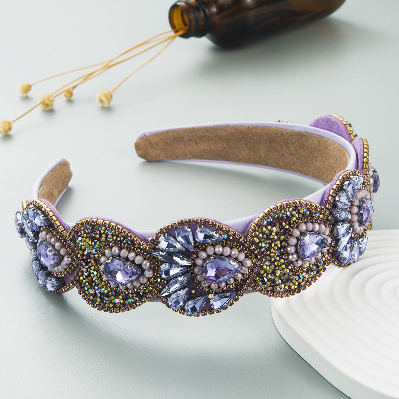 Hair Hoop Fashion Retro Baroque Crystal Head Hoop Korean High-End Hair Accessories Korean Version Of The Hair Cave