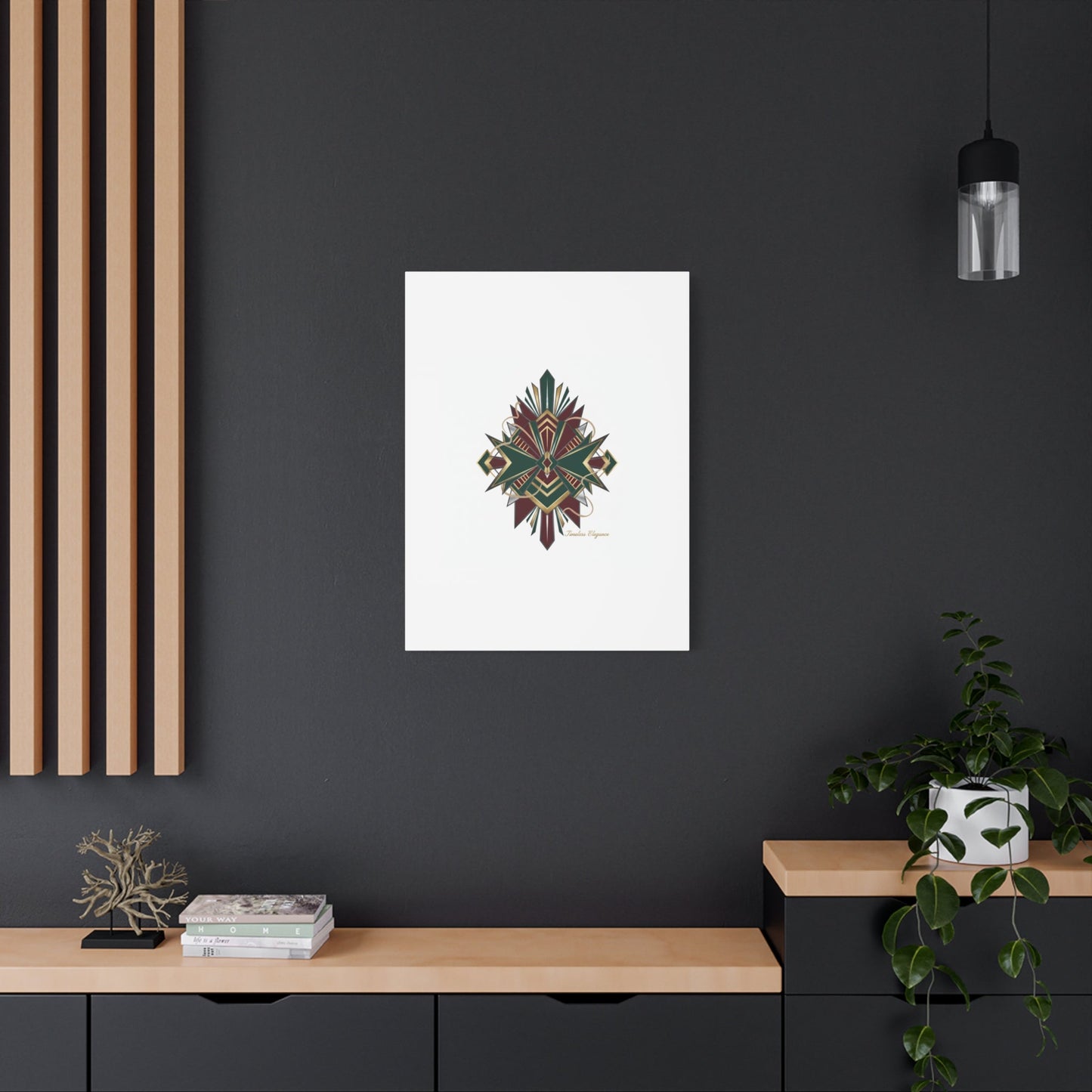 Art Deco geometric brass print Canvas | Neo-Deco chrome & gold fan motif