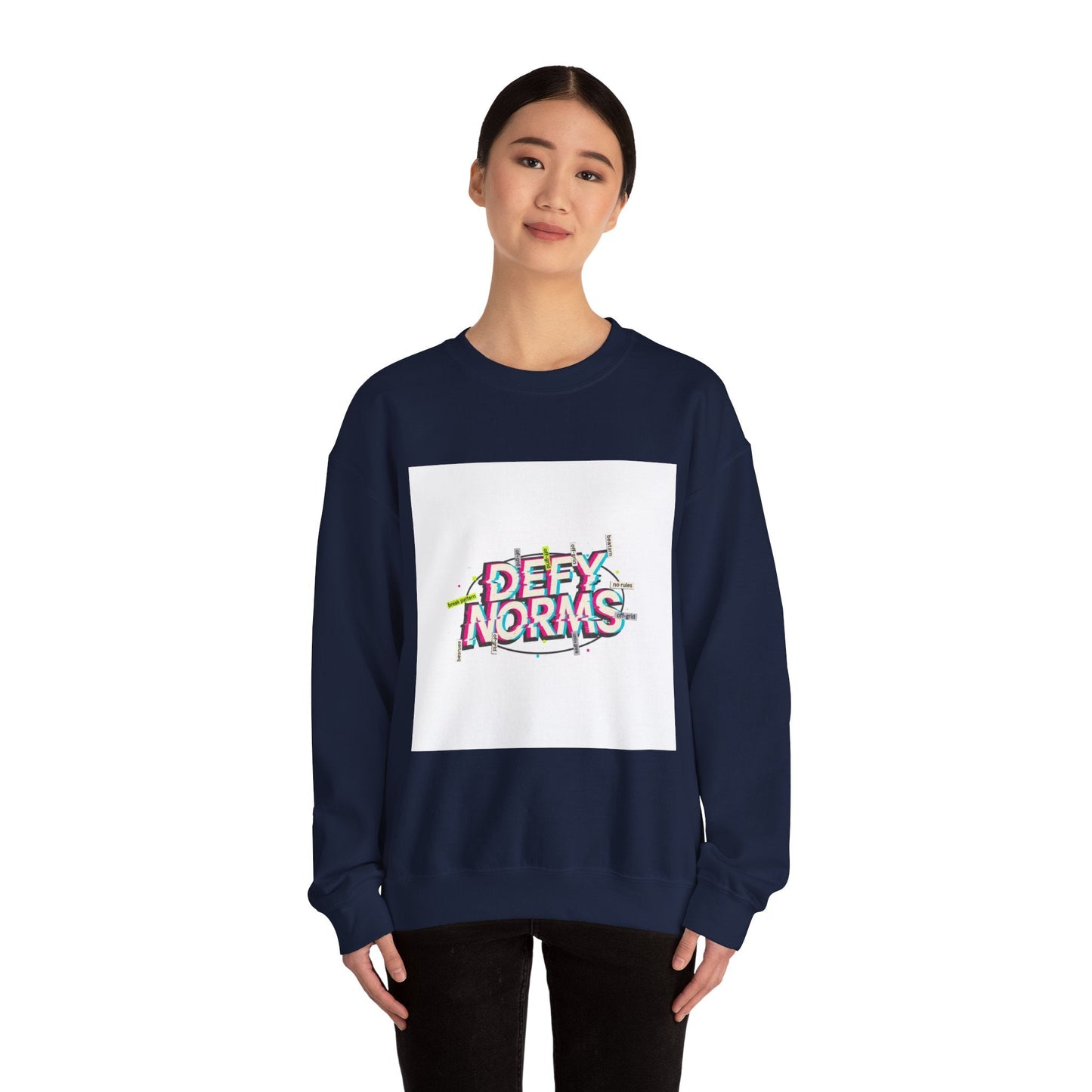 Defy Norms Crewneck Sweatshirt | anti-aesthetic, glitch font