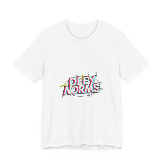 Defy Norms glitch font tee | anti-aesthetic, chaotic design shirt