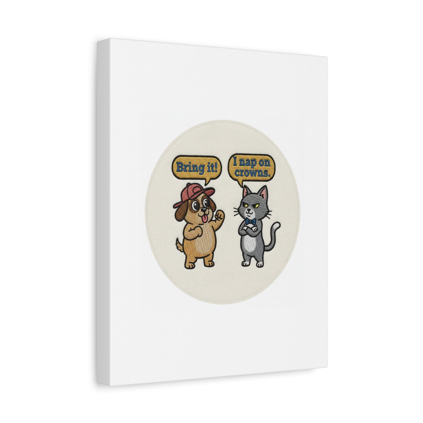Funny Cat vs Dog Canvas | Pet Rivalry Wall Art