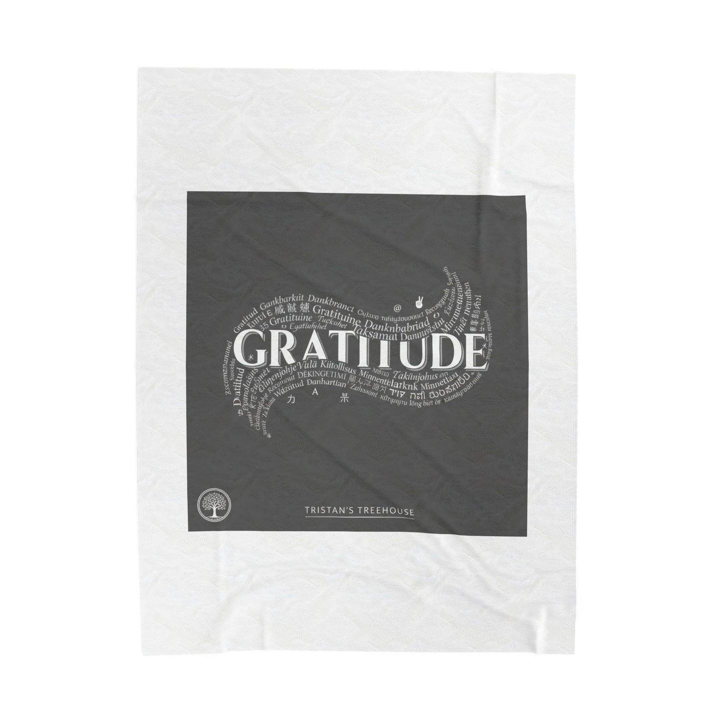 Gratitude Typography Velveteen Plush Blanket | pastel tiny treats, cozy micro-indulgence