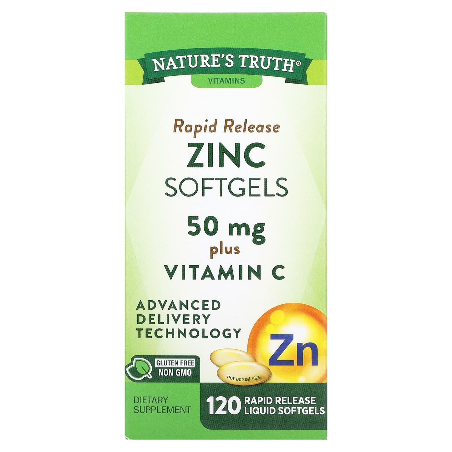 Nature's Truth® Zinc 50 mg Plus Vitamin C – Rapid Release Liquid Softgels