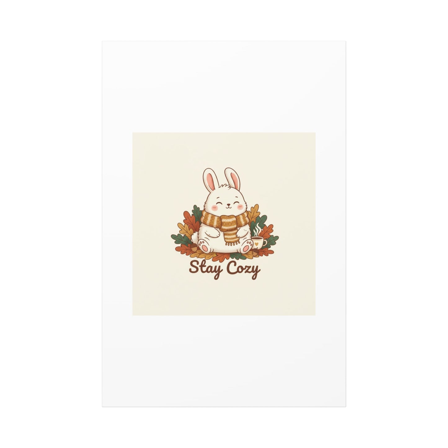 Cozy Bunny Illustration Canvas | Cute Critter Winter Forest Art