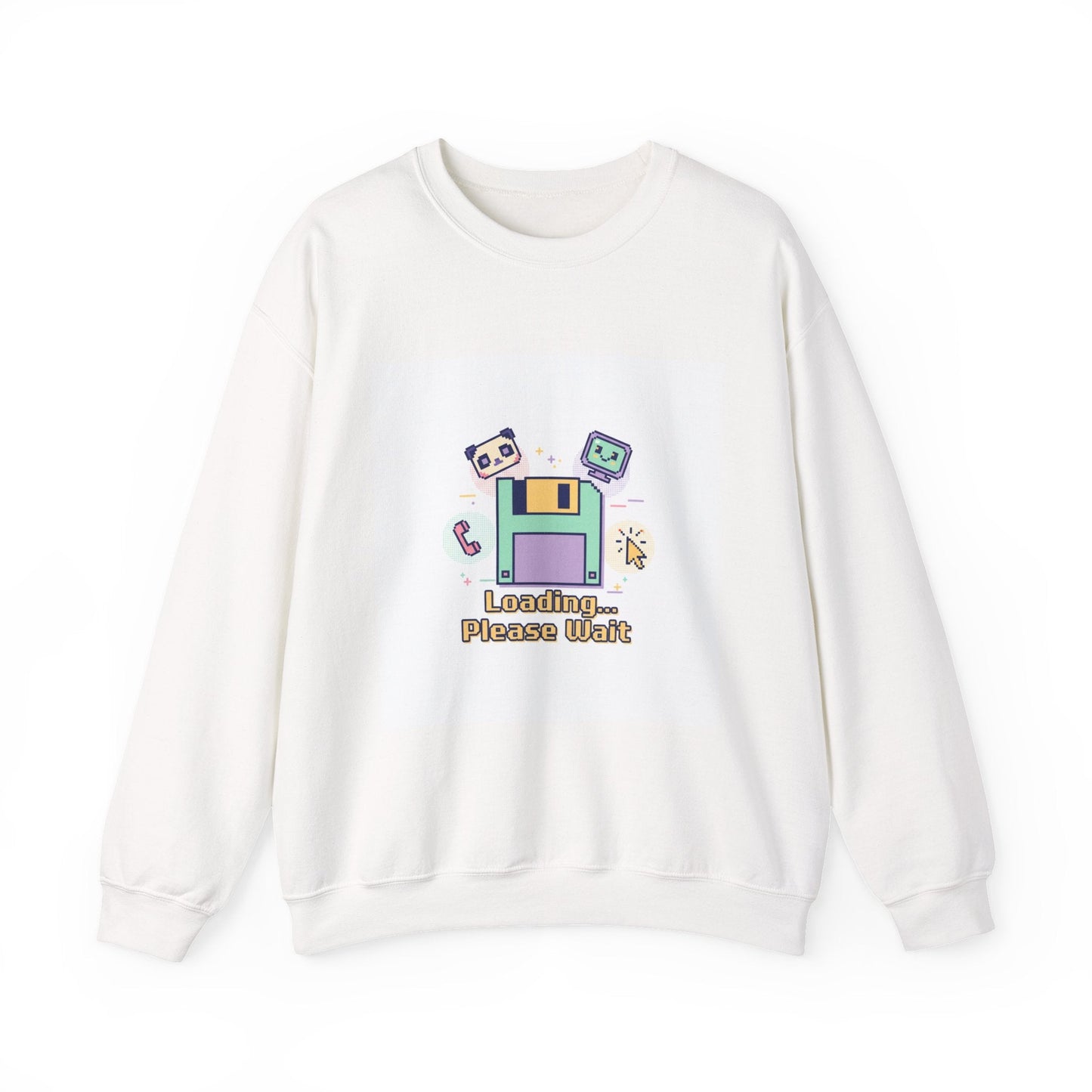 Loading Please Wait Crewneck Sweatshirt | Old Internet Aesthetic, pixel art retro web