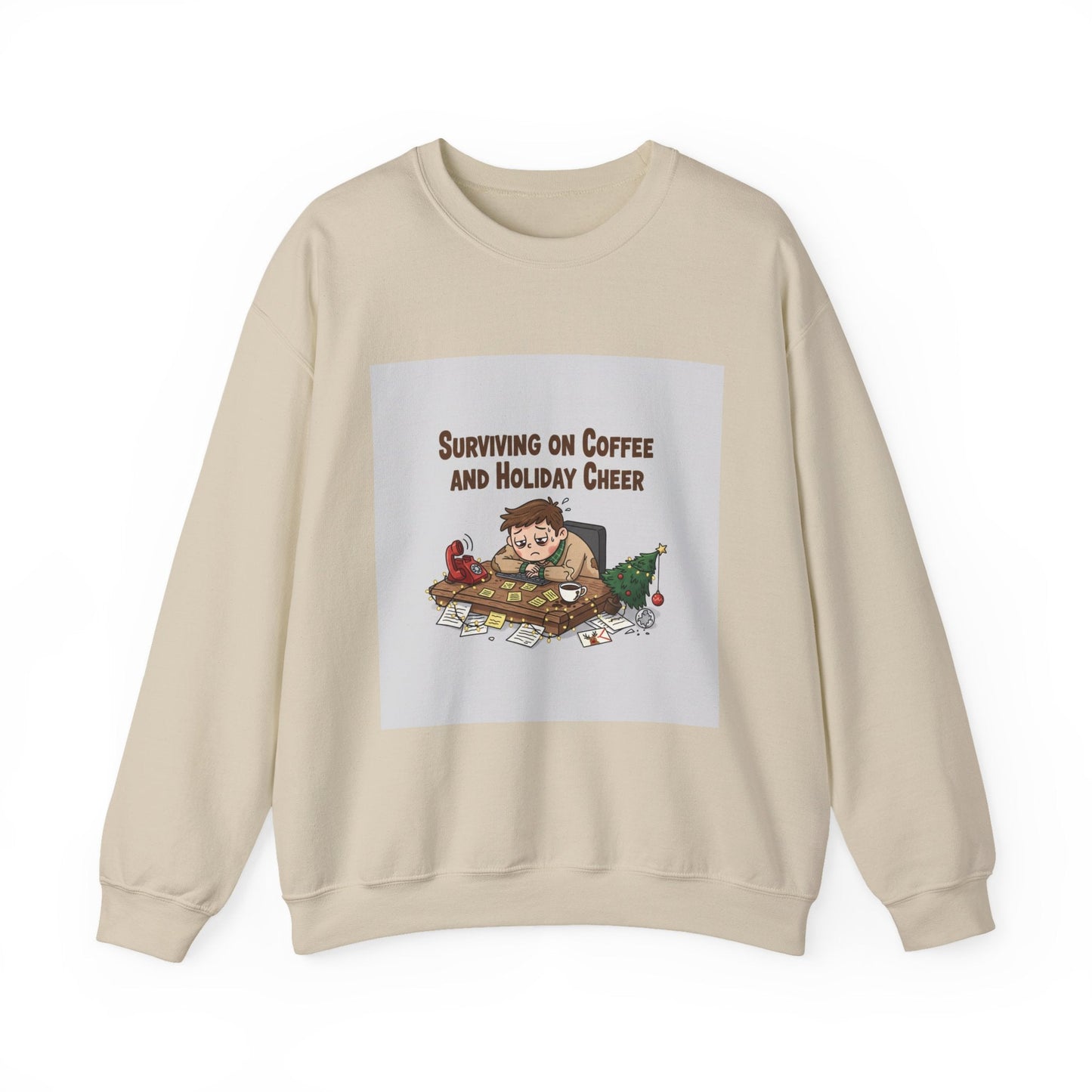 Surviving on Coffee and Holiday Cheer Sweatshirt | holiday burnout, festive but tired