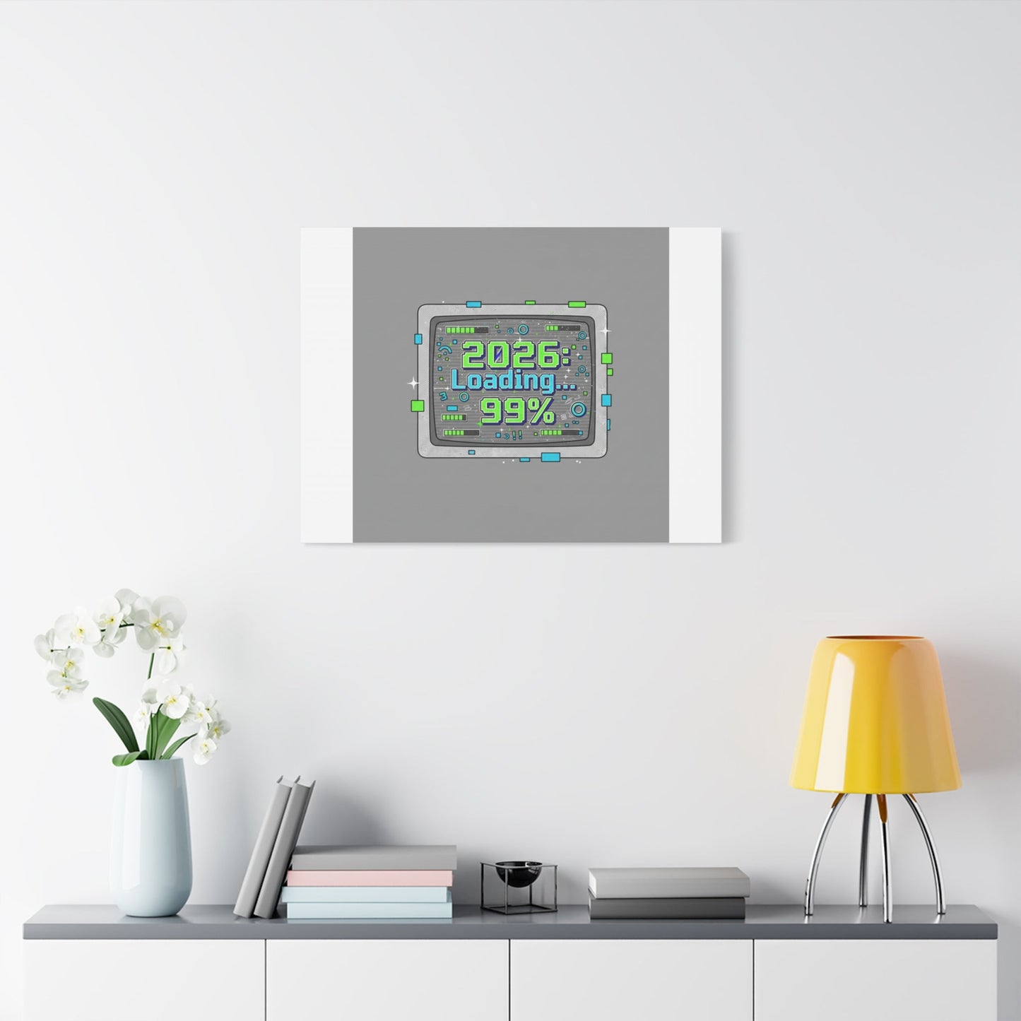 2026 Loading 99% Canvas | NYE countdown, retro system interface