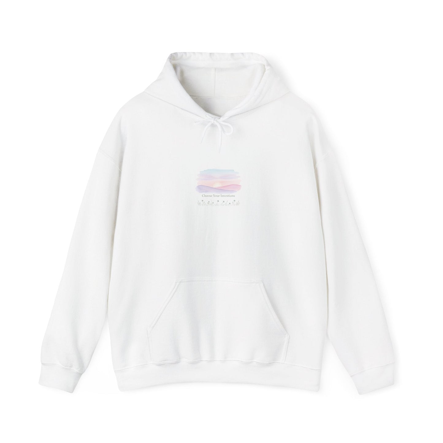 gentle intentions hoodie | soft wellness, mindful resolution art