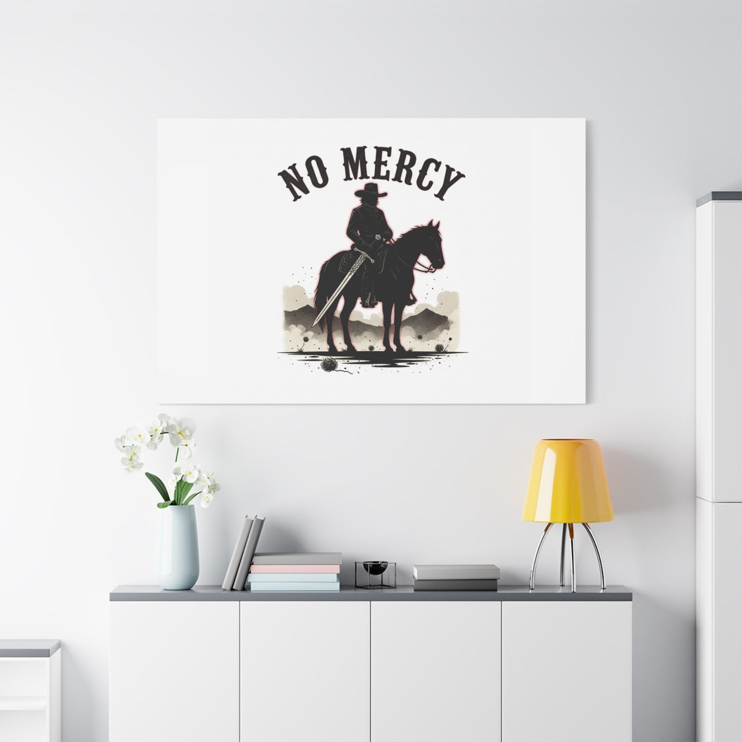 No Mercy Cowboy Skull Canvas | western skull art, gothic Americana