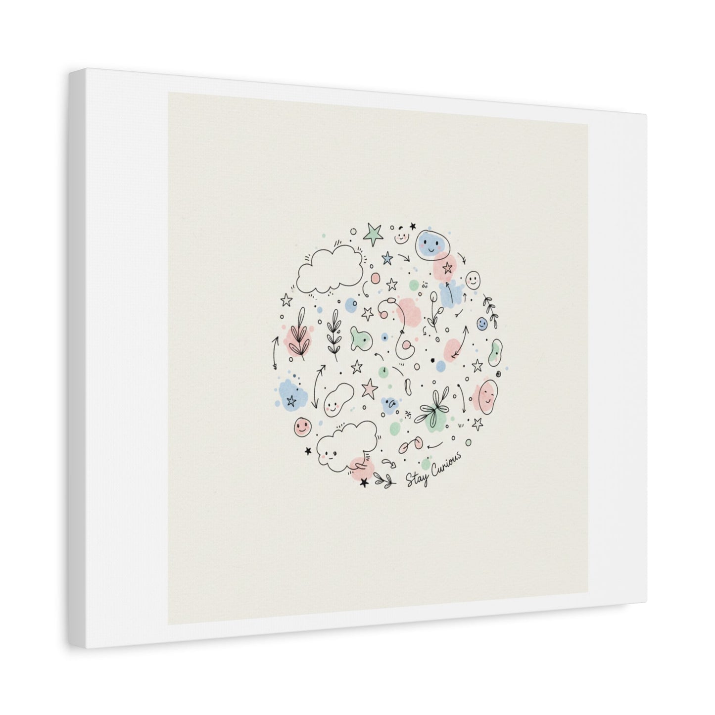 Doodle Circle Line Drawing Matte Canvas, Hand-Drawn Sketch Art