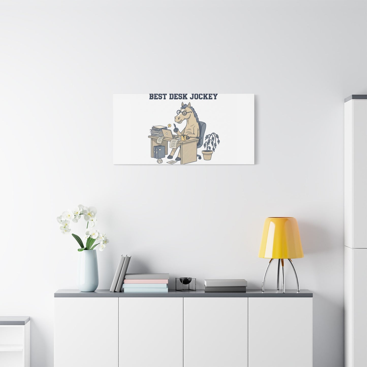 Best Desk Jockey Canvas, Workhorse Office Art | Corporate Burnout Parody