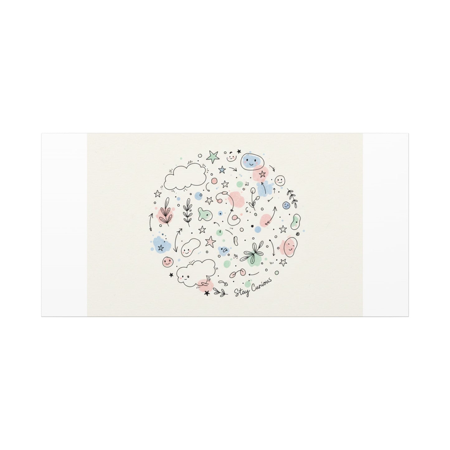 Doodle Circle Line Drawing Matte Canvas, Hand-Drawn Sketch Art