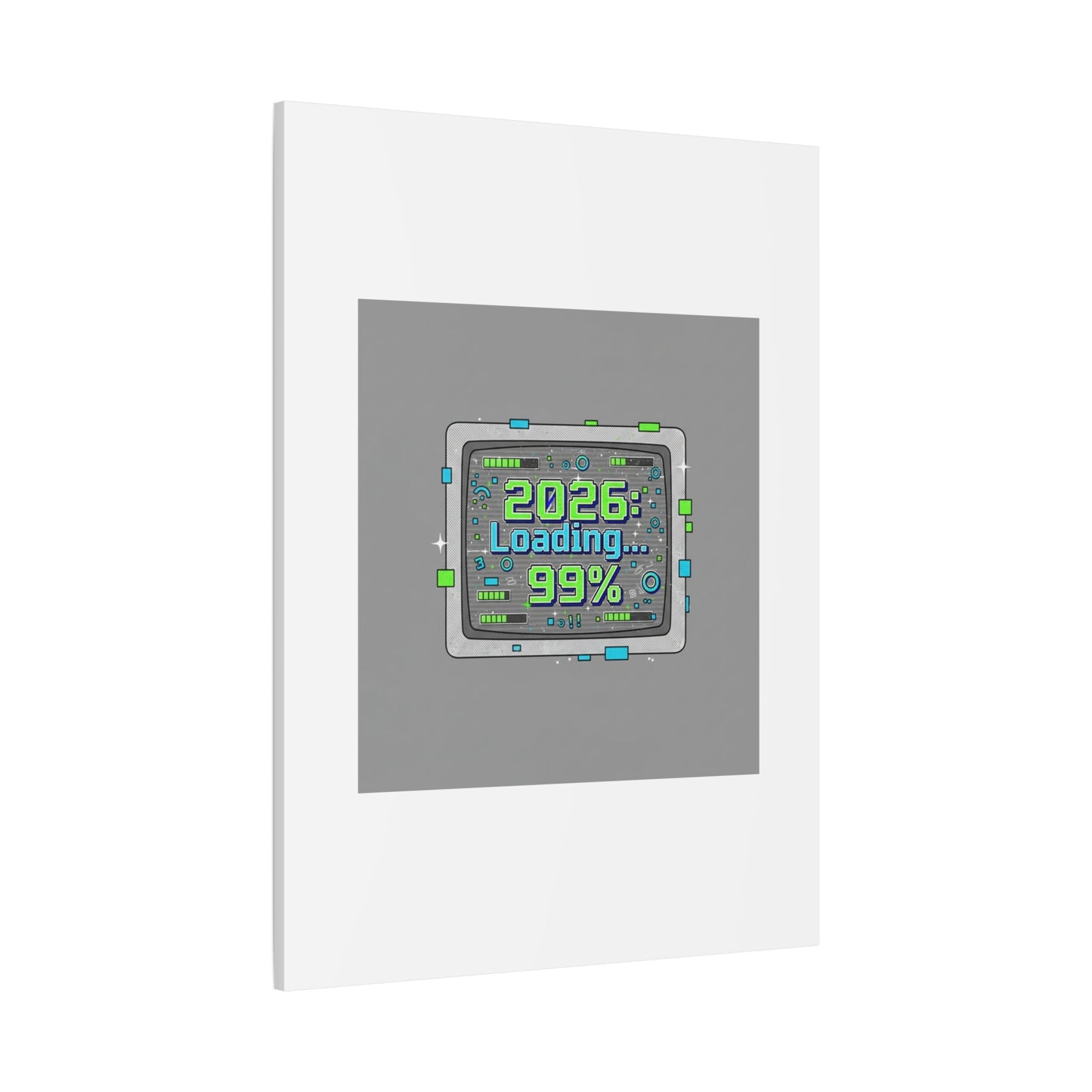 2026 Loading 99% Canvas | NYE countdown, retro system interface