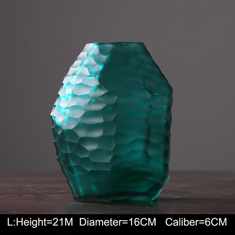 Retro Vase Geometric Rhombus Creative Glass Polygonal Bedroom Dried Flower Vase