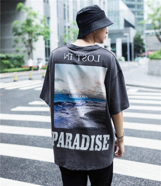 European and American trend plus size loose men and women with bf wind reflective T-shirt
