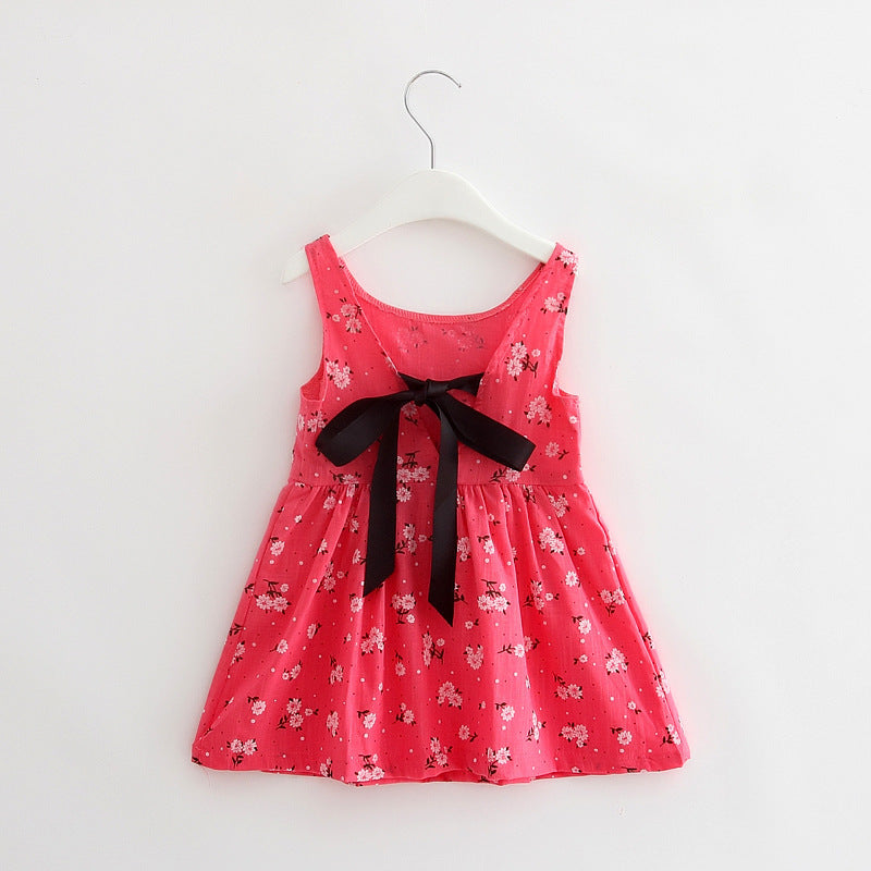 Girls Cotton Sleeveless Cartoon Animal Vest Dress