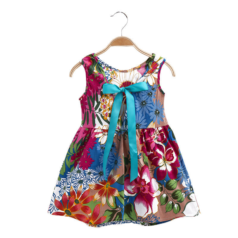 Girls Cotton Sleeveless Cartoon Animal Vest Dress