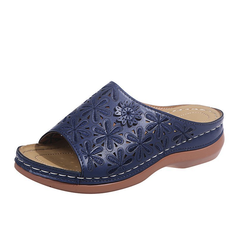 Retro Slippers Women Hollow Floral Shoes Outdoor Summer Sandals