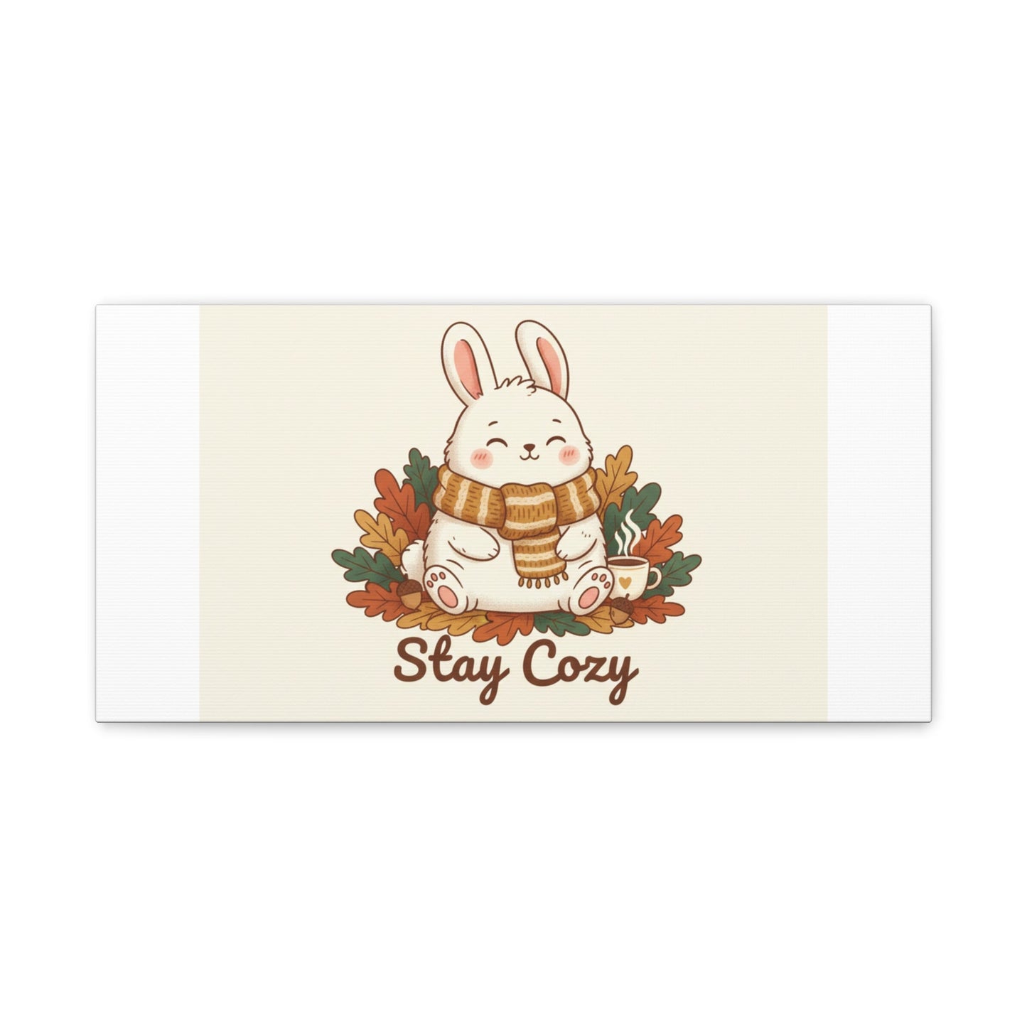 Cozy Bunny Illustration Canvas | Cute Critter Winter Forest Art