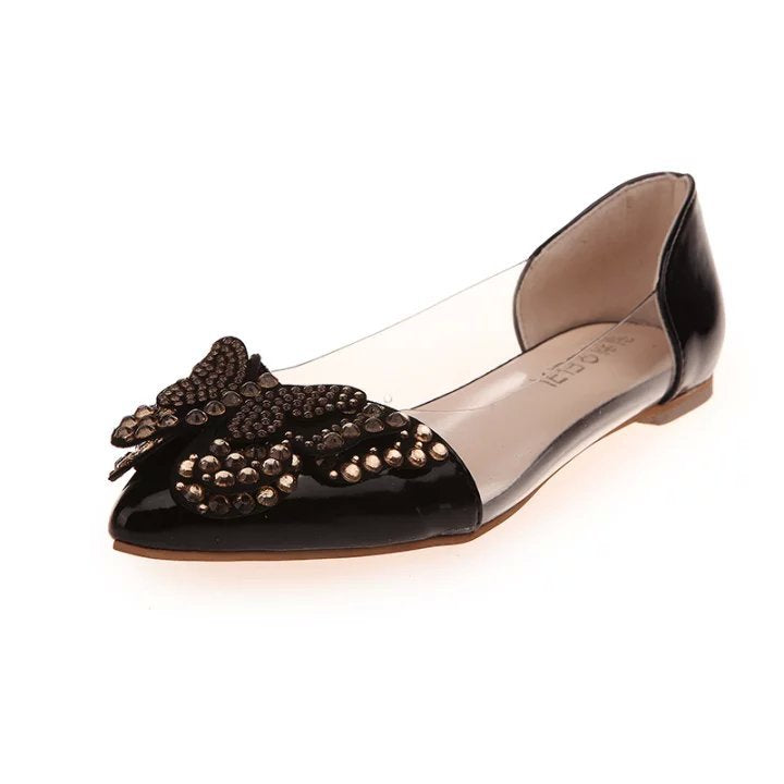 Casual Single Shoes Women Rhinestone Butterfly Decoration