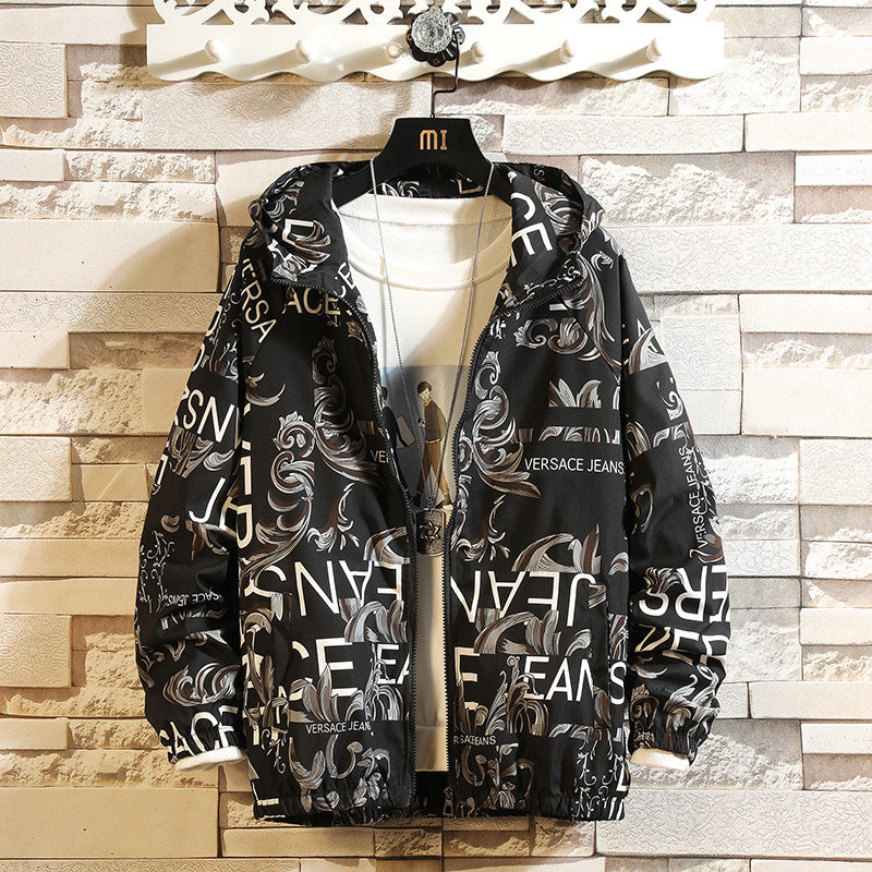 Men's Loose Plus Size Cardigan Printed Jacket