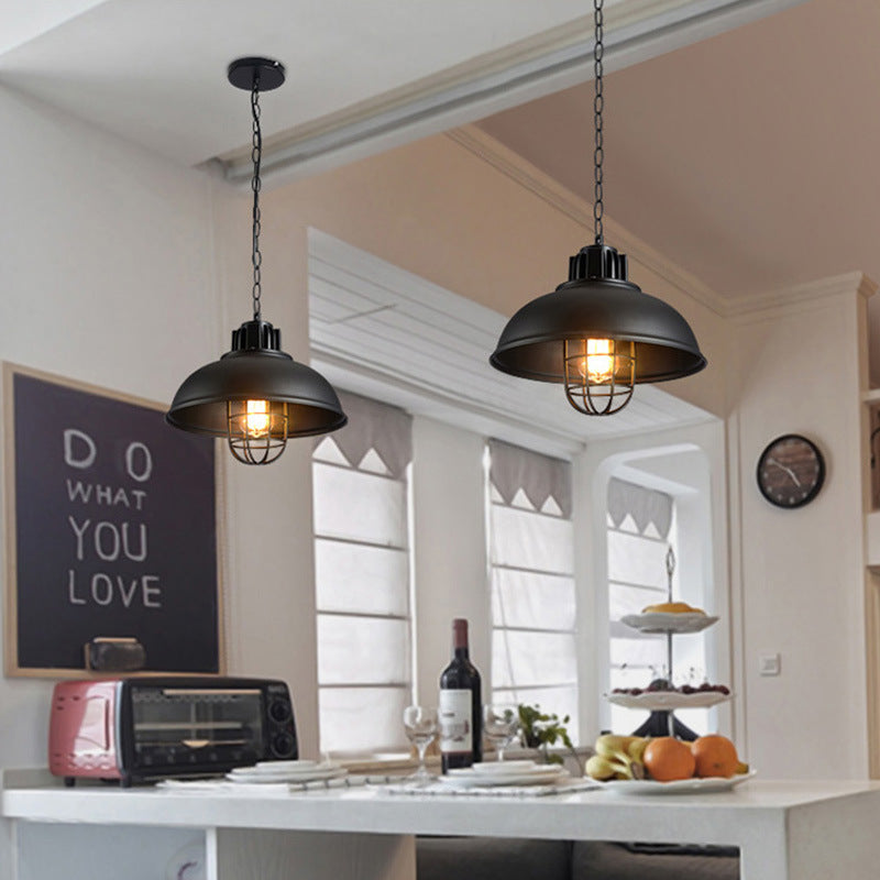 Retro Restaurant Restaurant Dining Table Single-head Iron Pot Cover Lampshade Chandelier