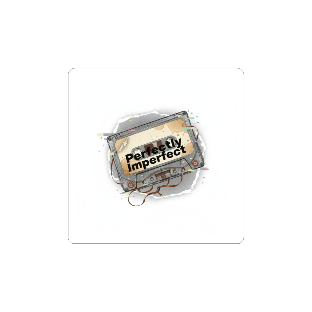 Perfectly Imperfect Cassette Sticker | Analog Error, glitch art sticker