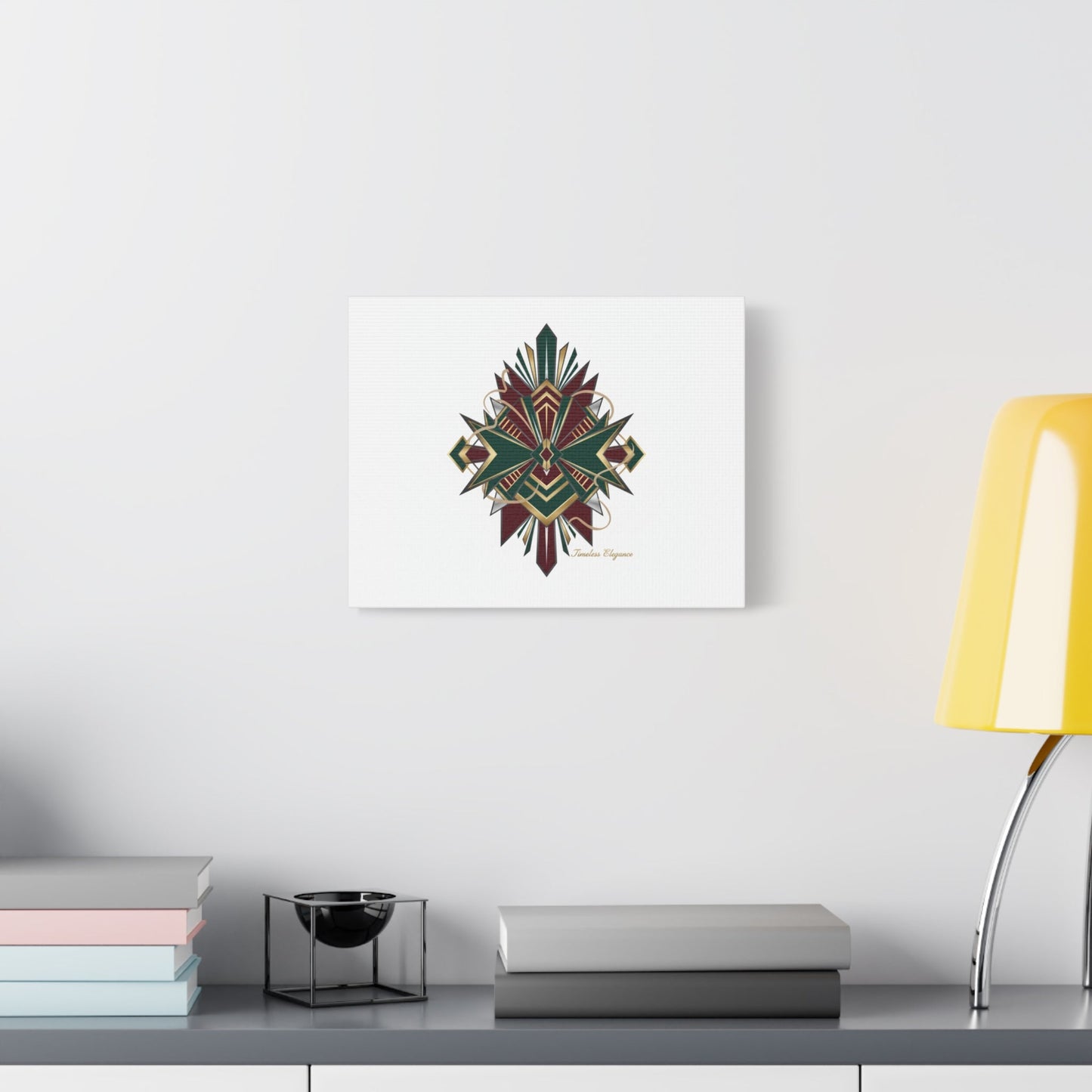 Art Deco geometric brass print Canvas | Neo-Deco chrome & gold fan motif