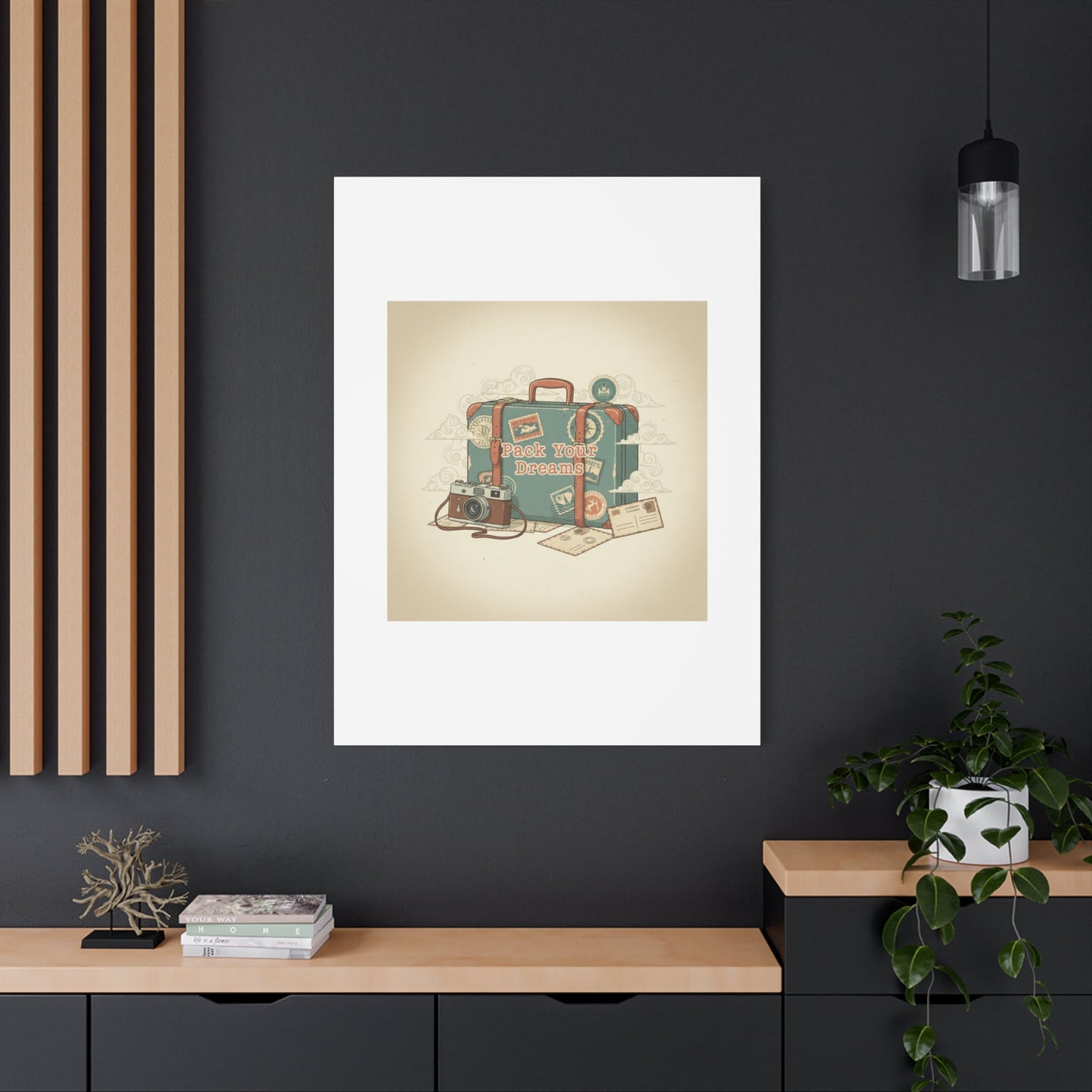 Pack Your Dreams Canvas | Retro Travel Postcard, Wanderlust Passport Stamp Art