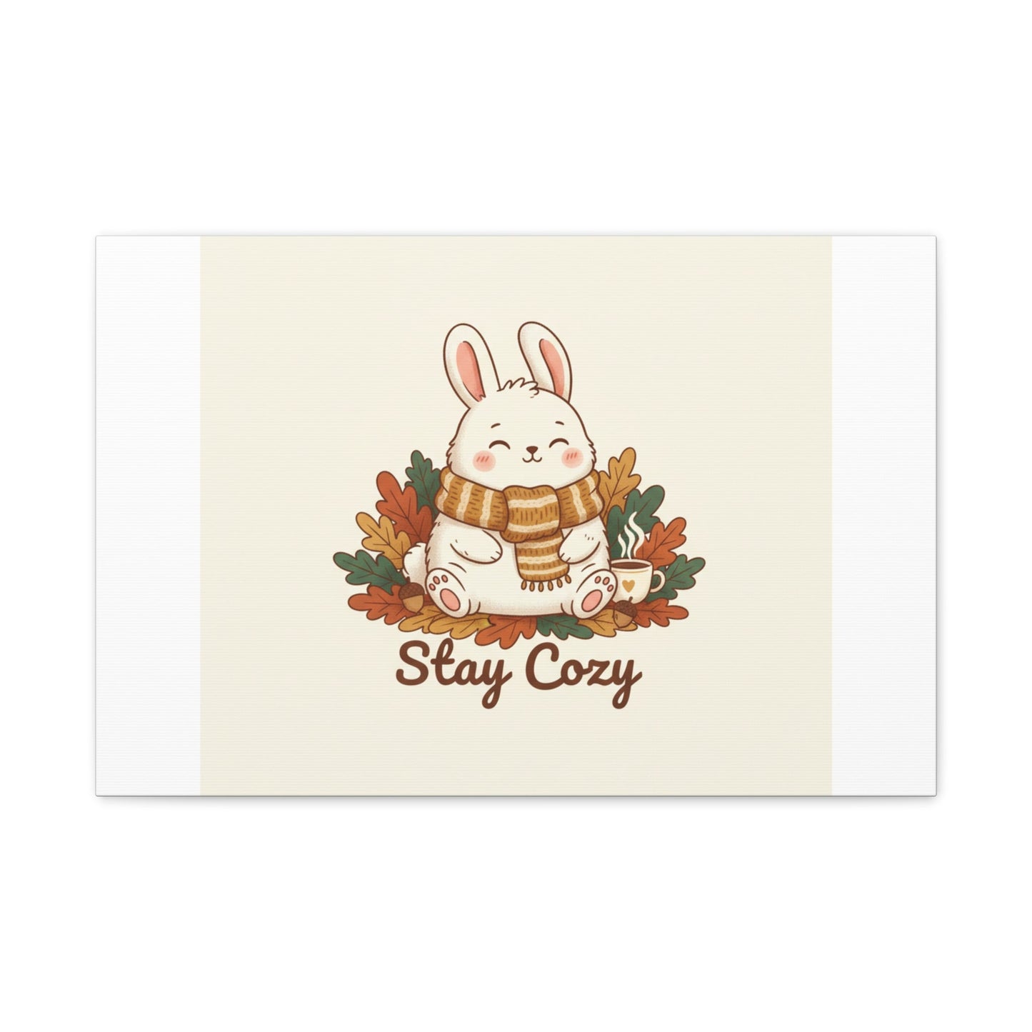 Cozy Bunny Illustration Canvas | Cute Critter Winter Forest Art